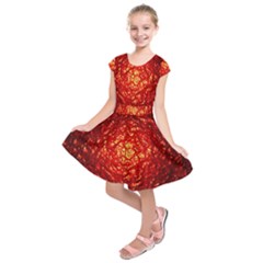 Abstract Red Lava Effect Kids  Short Sleeve Dress