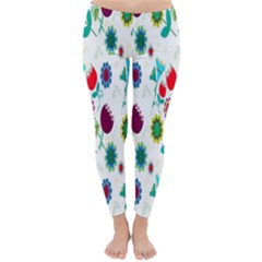 Lindas Flores Colorful Flower Pattern Classic Winter Leggings by Simbadda