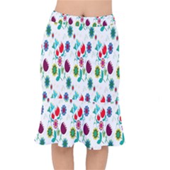 Lindas Flores Colorful Flower Pattern Mermaid Skirt by Simbadda