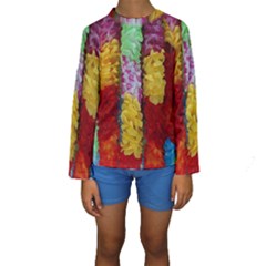 Colorful Hawaiian Lei Flowers Kids  Long Sleeve Swimwear