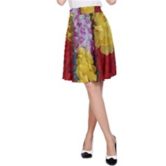 Colorful Hawaiian Lei Flowers A-line Skirt by Simbadda