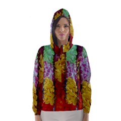 Colorful Hawaiian Lei Flowers Hooded Wind Breaker (women)