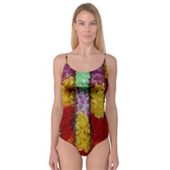 Colorful Hawaiian Lei Flowers Camisole Leotard  by Simbadda