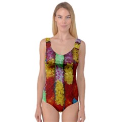 Colorful Hawaiian Lei Flowers Princess Tank Leotard  by Simbadda