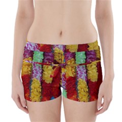 Colorful Hawaiian Lei Flowers Boyleg Bikini Wrap Bottoms by Simbadda