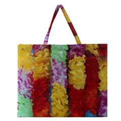 Colorful Hawaiian Lei Flowers Zipper Large Tote Bag by Simbadda