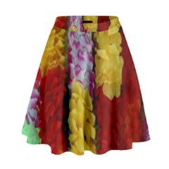 Colorful Hawaiian Lei Flowers High Waist Skirt by Simbadda