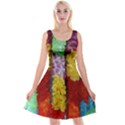 Colorful Hawaiian Lei Flowers Reversible Velvet Sleeveless Dress View1