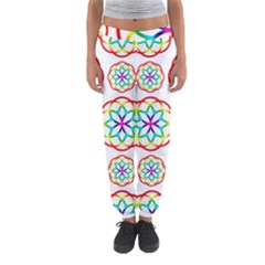 Geometric Circles Seamless Rainbow Colors Geometric Circles Seamless Pattern On White Background Women s Jogger Sweatpants by Simbadda