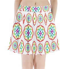 Geometric Circles Seamless Rainbow Colors Geometric Circles Seamless Pattern On White Background Pleated Mini Skirt