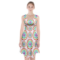 Geometric Circles Seamless Rainbow Colors Geometric Circles Seamless Pattern On White Background Racerback Midi Dress