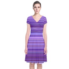 Stripe Colorful Background Short Sleeve Front Wrap Dress by Simbadda