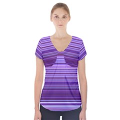 Stripe Colorful Background Short Sleeve Front Detail Top by Simbadda