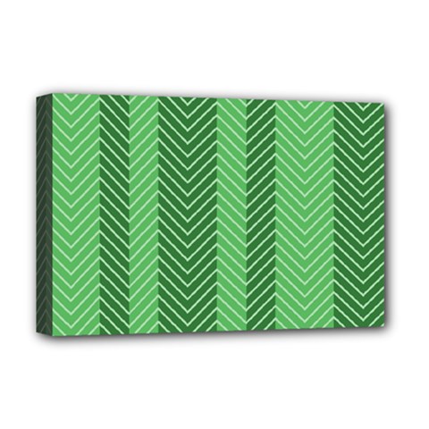 Green Herringbone Pattern Background Wallpaper Deluxe Canvas 18  X 12  