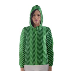 Green Herringbone Pattern Background Wallpaper Hooded Wind Breaker (women) by Simbadda