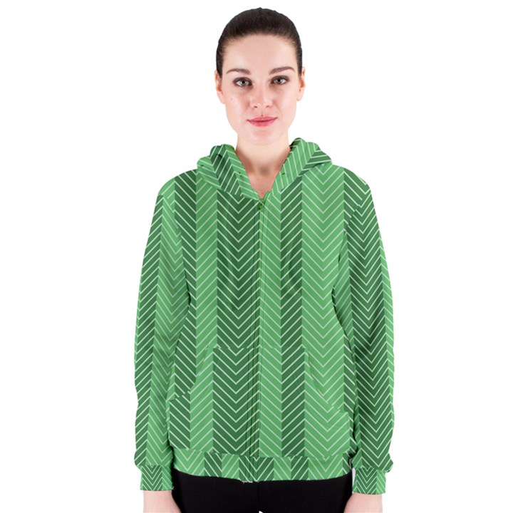 Green Herringbone Pattern Background Wallpaper Women s Zipper Hoodie