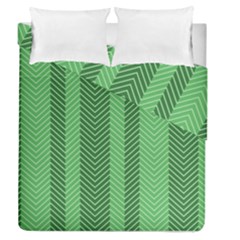 Green Herringbone Pattern Background Wallpaper Duvet Cover Double Side (queen Size) by Simbadda