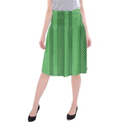 Green Herringbone Pattern Background Wallpaper Midi Beach Skirt by Simbadda