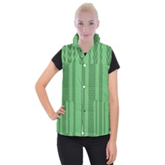 Green Herringbone Pattern Background Wallpaper Women s Button Up Puffer Vest