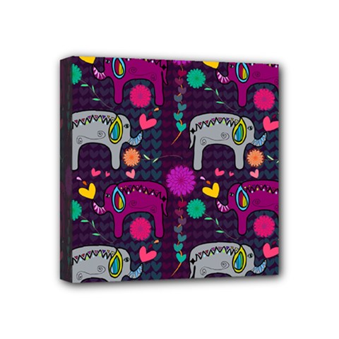 Colorful Elephants Love Background Mini Canvas 4  x 4 