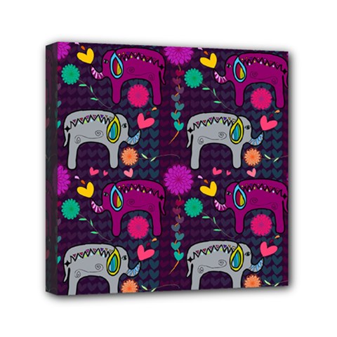 Colorful Elephants Love Background Mini Canvas 6  x 6 