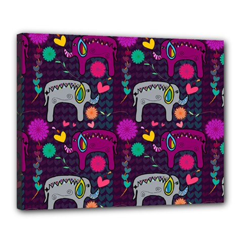 Colorful Elephants Love Background Canvas 20  x 16 