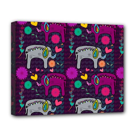 Colorful Elephants Love Background Deluxe Canvas 20  x 16  