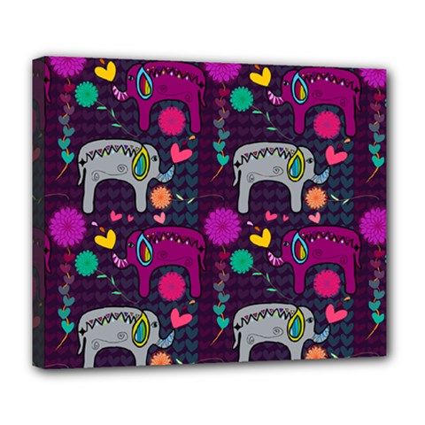 Colorful Elephants Love Background Deluxe Canvas 24  x 20  