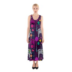 Colorful Elephants Love Background Sleeveless Maxi Dress