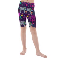 Colorful Elephants Love Background Kids  Mid Length Swim Shorts