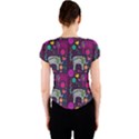 Colorful Elephants Love Background Crew Neck Crop Top View2