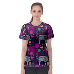 Colorful Elephants Love Background Women s Sport Mesh Tee