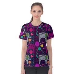 Colorful Elephants Love Background Women s Cotton Tee