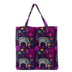 Colorful Elephants Love Background Grocery Tote Bag