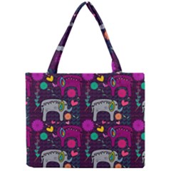 Colorful Elephants Love Background Mini Tote Bag