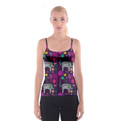 Colorful Elephants Love Background Spaghetti Strap Top