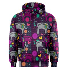 Colorful Elephants Love Background Men s Pullover Hoodie