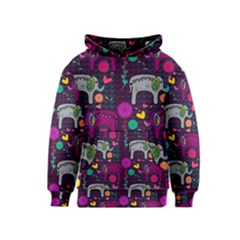 Colorful Elephants Love Background Kids  Pullover Hoodie