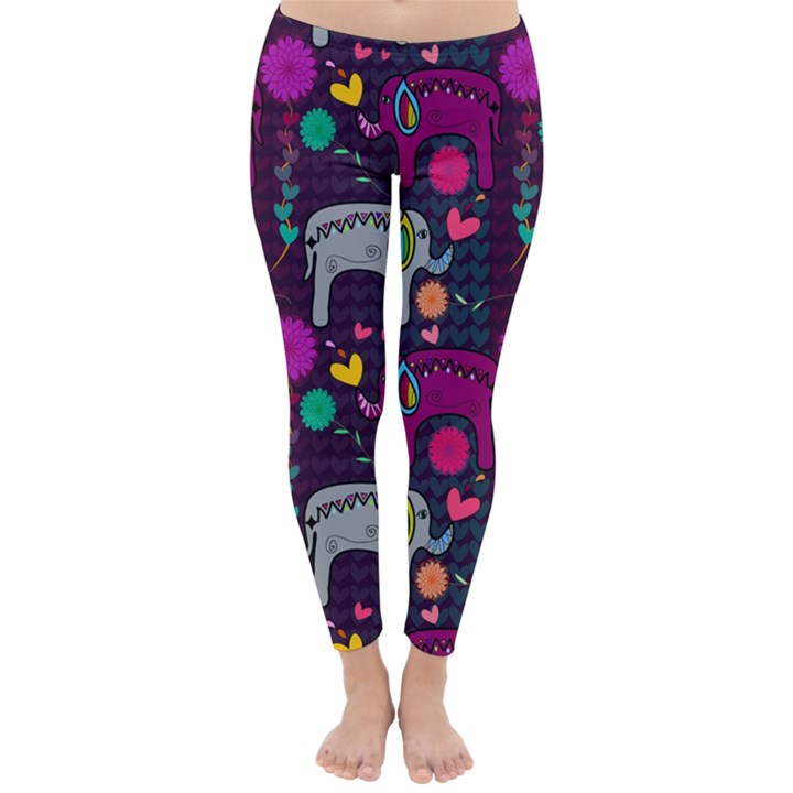 Colorful Elephants Love Background Classic Winter Leggings