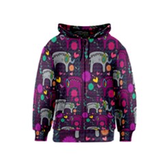 Colorful Elephants Love Background Kids  Zipper Hoodie