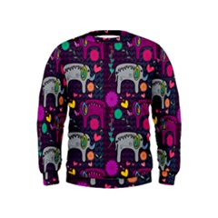 Colorful Elephants Love Background Kids  Sweatshirt