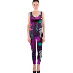 Colorful Elephants Love Background OnePiece Catsuit