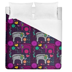 Colorful Elephants Love Background Duvet Cover (Queen Size)