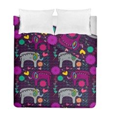 Colorful Elephants Love Background Duvet Cover Double Side (Full/ Double Size)