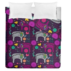 Colorful Elephants Love Background Duvet Cover Double Side (Queen Size)