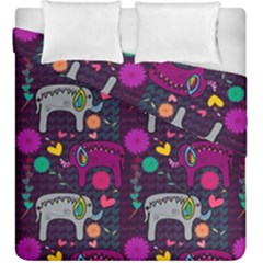 Colorful Elephants Love Background Duvet Cover Double Side (King Size)