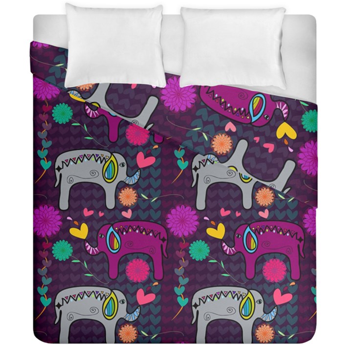 Colorful Elephants Love Background Duvet Cover Double Side (California King Size)