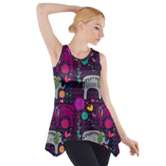 Colorful Elephants Love Background Side Drop Tank Tunic