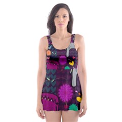 Colorful Elephants Love Background Skater Dress Swimsuit