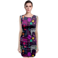 Colorful Elephants Love Background Classic Sleeveless Midi Dress